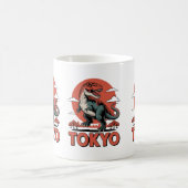 東京の恐竜 - レトロT-Rex日本 コーヒーマグカップ (中央)
