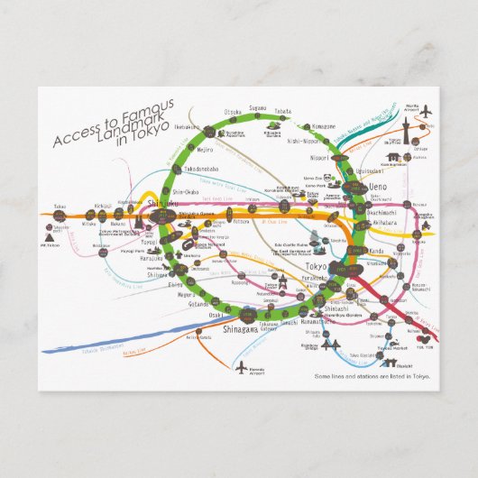 東京の有名なランドマークへのアクセスrev2ポストカード ポストカード (正面)