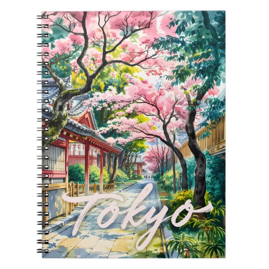 東京の桜の水彩画 トラディショナルジャパン ノートブック (正面)