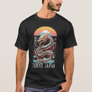 東京の桜竜の和風インスパイアデザイン Tシャツ
