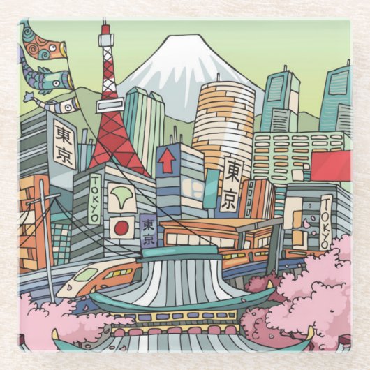 東京の眺め ガラスコースター (正面)