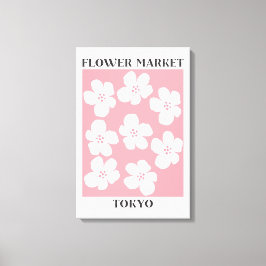 東京の花市場 桜のピンクの花 フラワー キャンバスプリント