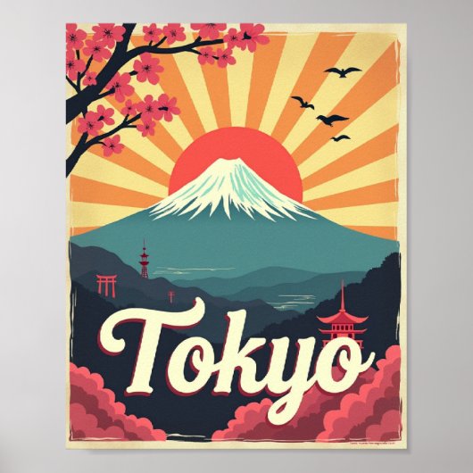 東京の花開く – レトロな旅行ポスター ポスター (正面)
