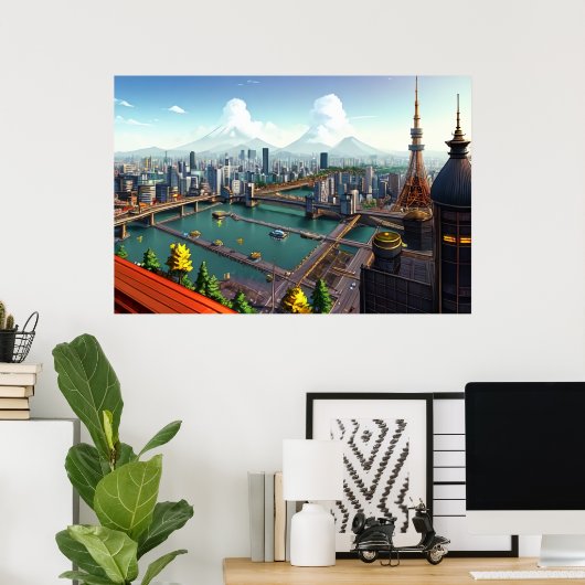 東京の見た目を見る | AIアートポスター ポスター (ホームオフィス)