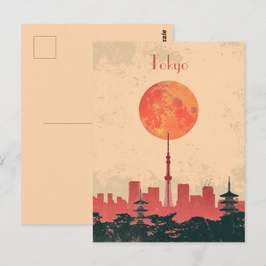 東京への旅行 ポストカード (正面/裏面)