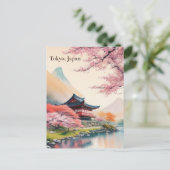 東京エレガント，日本ヴィンテージ水彩旅行Pos ポストカード (スタンド正面)