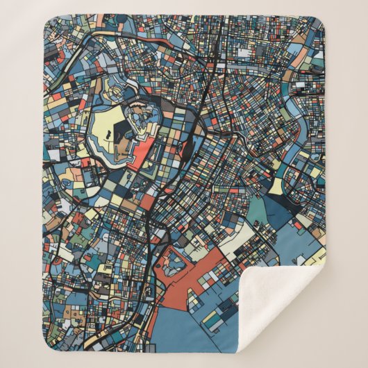 東京カラフルな地図 シェルパブランケット (正面)