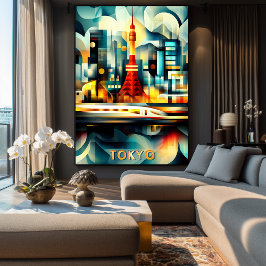 東京キュービストライト – 幾何モダン的な街並み ポスター