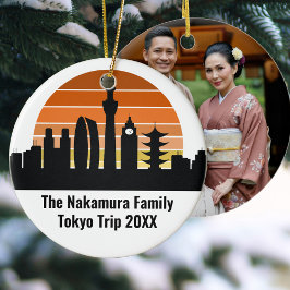 東京サンセットカスタム旅行写真クリスマス セラミックオーナメント