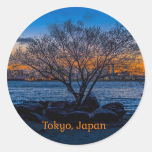 東京サンセット芸術的写真 ラウンドシール