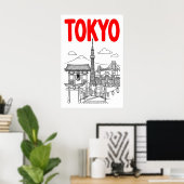 東京シティウォールアートの太字レタリングと象徴的な ポスター (ホームオフィス)