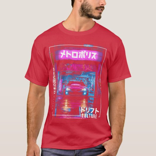 東京シティ レトロシンセウェーブ レース 日本 東京 Tシャツ (正面)