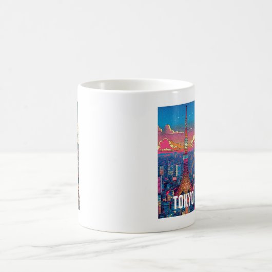 東京ジャパンシーニックマグカップ – アイコニックイラストレーション コーヒーマグカップ (中央)