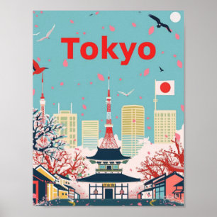 東京ジャパンヴィンテージ有名観光地 ポスター