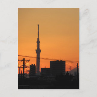 東京スカイツリーの夕焼け ポストカード