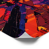 東京スカイラインポスター – 未来的なネオンアート ポスター (角)