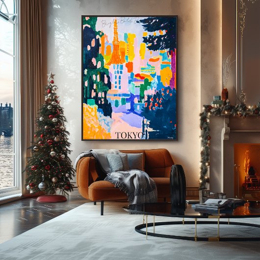東京スカイライン、タワー入りフォヴィス芸術的スタイル ポスター