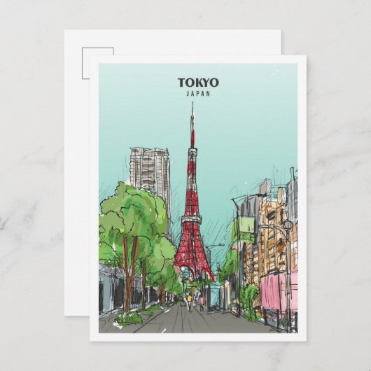 東京スケッチアートヴィンテージ旅行 ポストカード (正面/裏面)