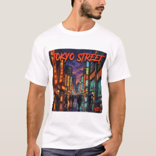 東京ストリートネオンアニメシティスケープポスター Tシャツ
