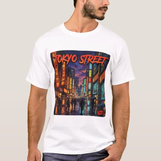 東京ストリートネオンアニメシティスケープポスター Tシャツ (正面)