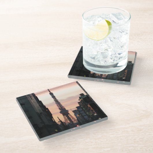 東京タワーサンライズ東京タワー日の出 ガラスコースター (アングル)