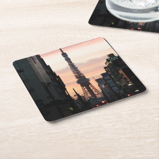 東京タワーサンライズ東京タワー日の出 スクエアペーパーコースター (アングル)