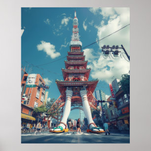 東京タワーファンタジー Surreal Cityscapeポスター ポスター