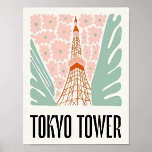 東京タワー日本抽象芸術旅行フローラアート ポスター