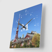 東京タワー・増上寺 スクエア壁時計 (傾斜)