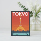 東京タワー 日本 旅行 レトロ ギフト ポストカード (スタンド正面)