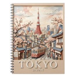 東京タワー 日本 街並み 桜 ヴィンテージ 旅行 ノートブック