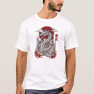 東京ドラゴンシティTシャツ | 日本のドラゴンと空 Tシャツ