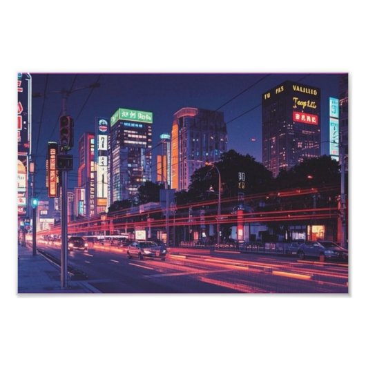東京ナイトネオンレトロVAPORWAVEポスター フォトプリント            (正面)