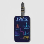東京ナイトバス路線ネオンデザイン荷物タグ  ラゲッジタグ (正面縦)