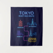 東京ナイトバス路線ネオンデザイン - 日本旅行 タペストリー (正面)