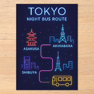 東京ナイトバス路線ネオン コースター - 日本旅行 アクリル招待状