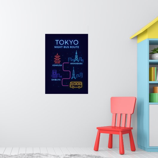 東京ネオンナイトポスター | 日本旅行の壁画アート ポスター (子ども部屋1)