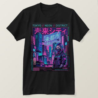 東京ネオン地区サイバーパンクストリートウェアTシャツ Tシャツ