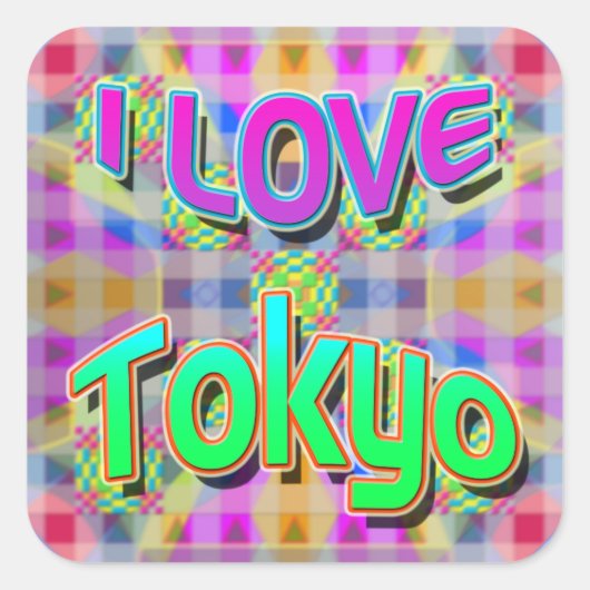 東京フェスティバル1 「I LOVE Tokyo」ステッカー スクエアシール (正面)