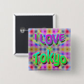 東京フェスティバル1 「I LOVE Tokyo」ボタン 缶バッジ (正面&裏面)