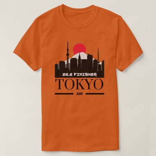 東京マラソンフィニッシャ2025パーソナライズされた走 Tシャツ (デザイン正面)