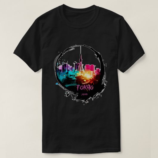 東京モダンカラフル都市景観 Tシャツ (デザイン正面)