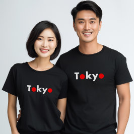 東京モダン日本赤ドット濃色 Tシャツ