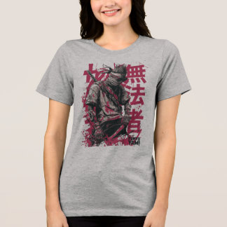 東京ヤミ - 日本のタイポグラフィーを使った無法者サムライ トライブレンドTシャツ