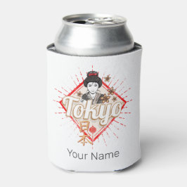東京市レトロ芸者ヴィンテージ花 缶クーラー