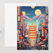 東京旅行アートポストカード、東京スカイライン、日本雑貨 招待状 (正面/裏面)