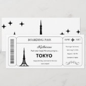 東京旅行搭乗券チケットのカスタムバウチャー 招待状 (正面/裏面)