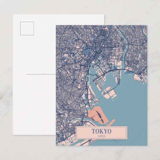 東京日本そよ風の街の地図の旅 ポストカード (正面/裏面)