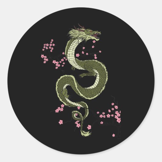 東京日本のドラゴンアジアンレトロ80年代スタイル3 ラウンドシール (正面)