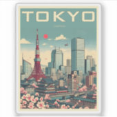 東京日本の旅行ヴィンテージ シール (正面)